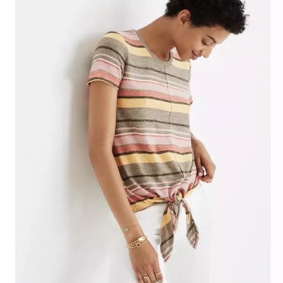 Texture & Thread Tie-Front Top Kieran Striped NWT - Picture 1 of 8